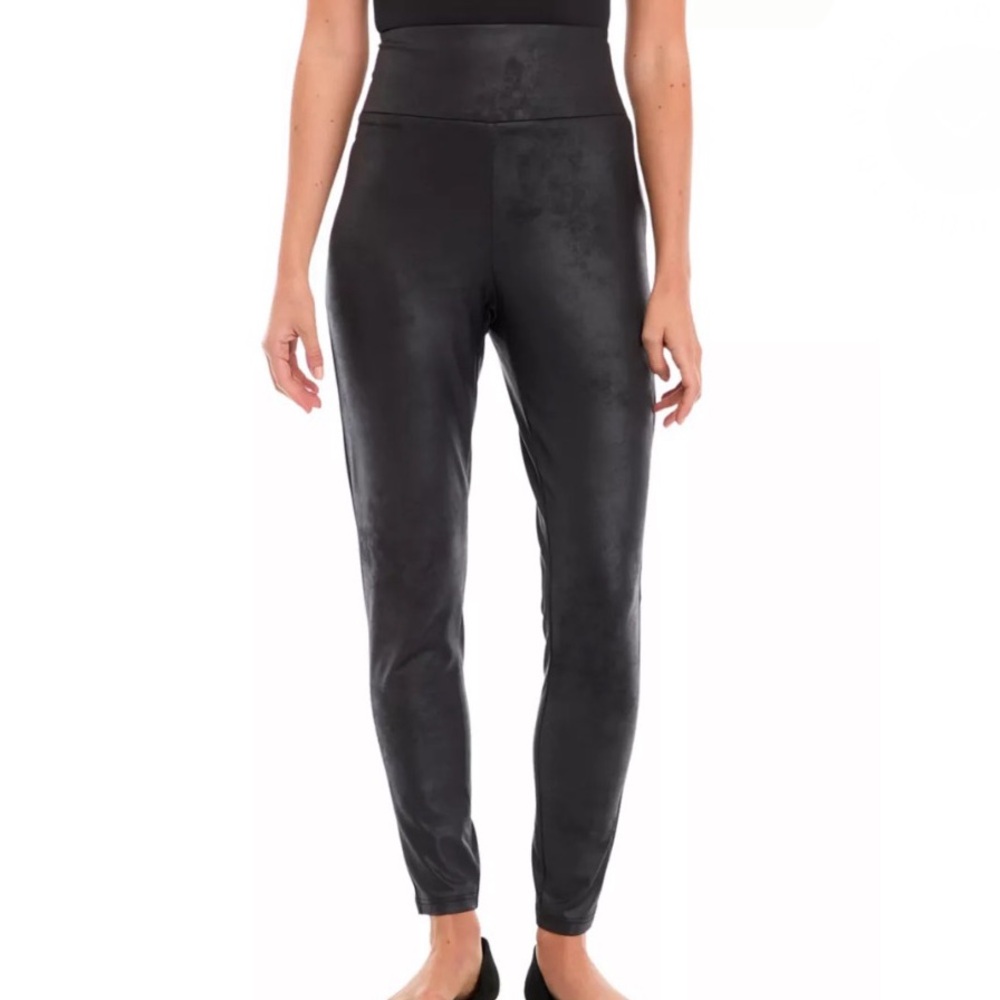 Crown & Ivy Vegan Leather Leggings Black Pull On Pants Women’s Small S